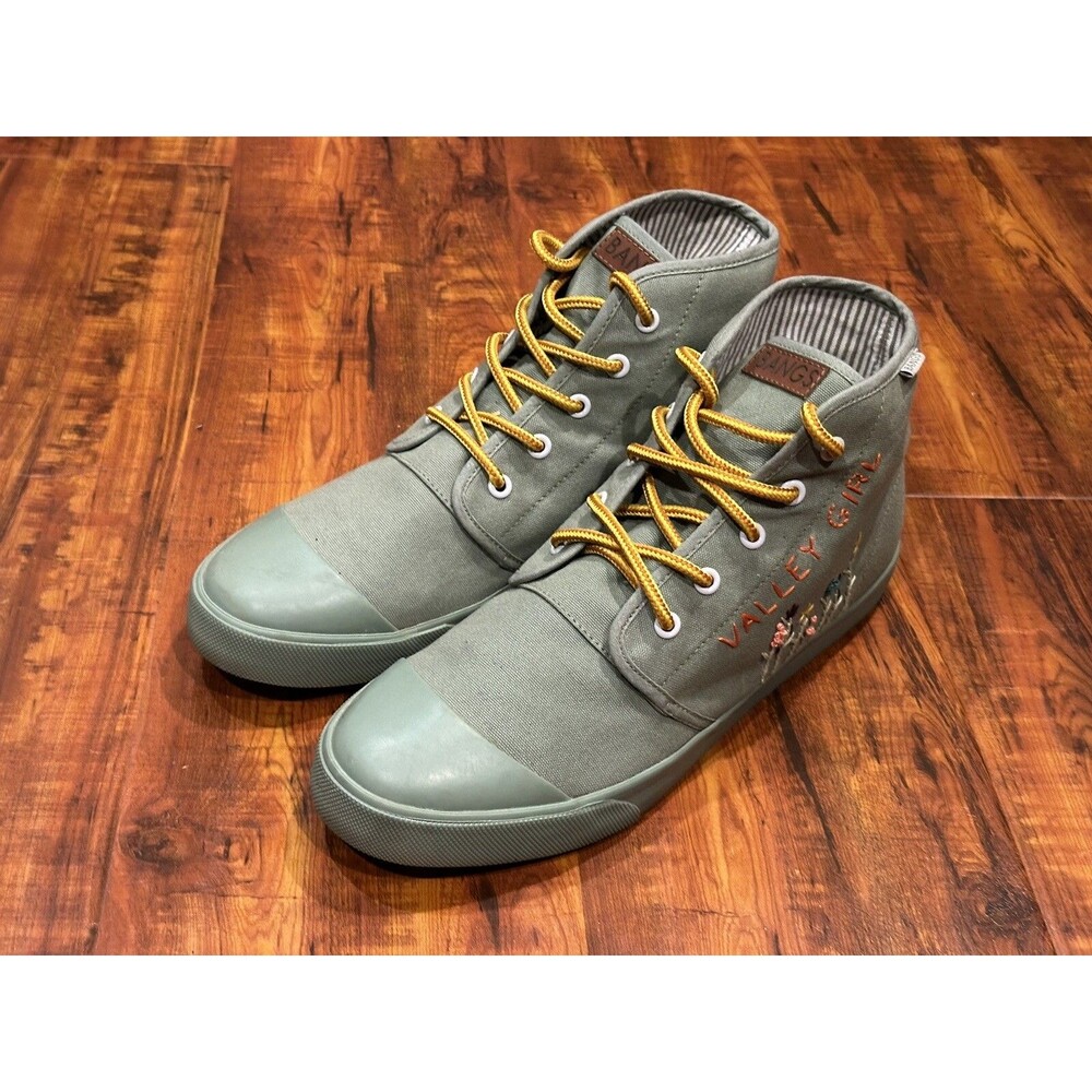 Bangs Green Valley Girl Stitched Hi-Top Lace-Up Canvas Sneakers Womens Size 11.5